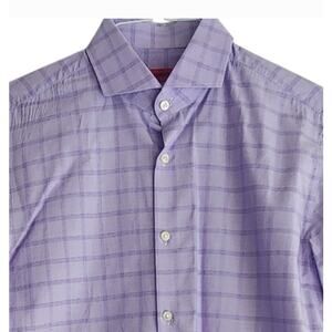 HUGO Hugo Boss Purple Plaid Dress Shirt sz 15.5 34/35 Long Sleeve